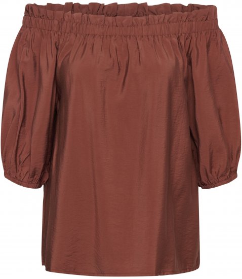 Kaffe Curve Neela Off-Shoulder Blouse Henna Brown - Blouses et tuniques - 