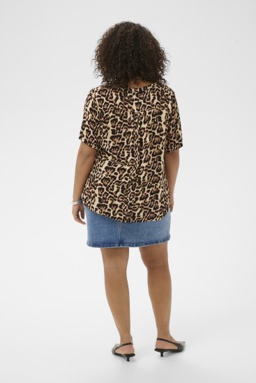 Kaffe Curve Ami Short Sleeve Blouse Printed Leopard - Blouses et tuniques - 