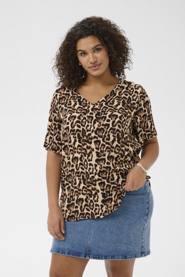 Kaffe Curve Ami Short Sleeve Blouse Printed Leopard - Blouses et tuniques - 