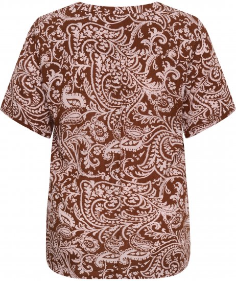 Kaffe Curve Ami Short Sleeve Blouse Printed Henna Brown - Blouses et tuniques - 