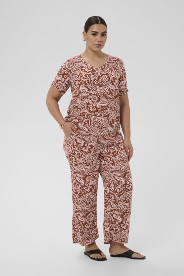 Kaffe Curve Ami Short Sleeve Blouse Printed Henna Brown - Blouses et tuniques - 