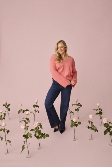 Kaffe Curve Jilanda V-Neck Pullover Red - Pulls et mailles - 