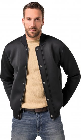 JP1880 College Jacket Scuba Fabric with Zipper Black - Vestes - Vestes homme grandes tailles