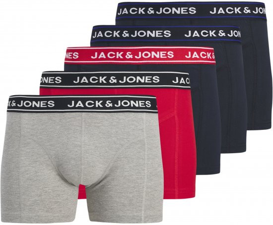 Jack & Jones Hector Solid Trunks 5-Pack Grey - Boxers - Caleçons Grande Taille 
