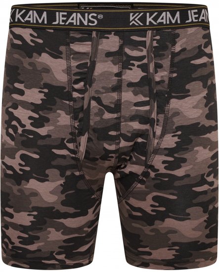 Kam Jeans 813 Camo Print Boxers Charcoal Khaki - Boxers - Caleçons Grande Taille 