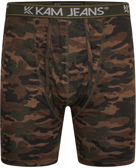 Kam Jeans 813 Camo Print Boxers Charcoal Khaki - Boxers - Caleçons Grande Taille 