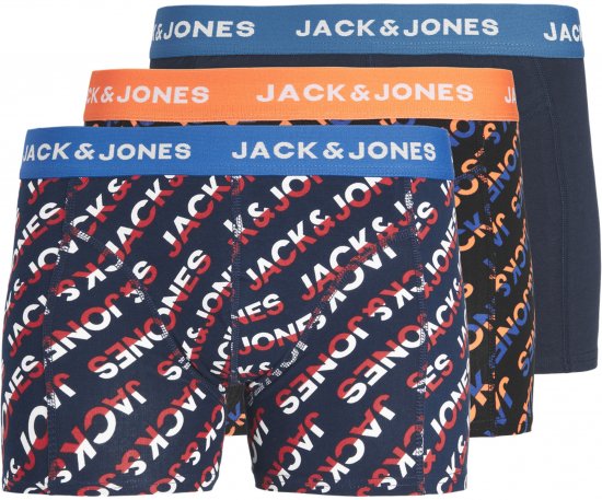 Jack & Jones Logo Trunks 3-Pack Navy Blazer - Sous-vêtements & bain - Sous-vêtements Grande Taille
