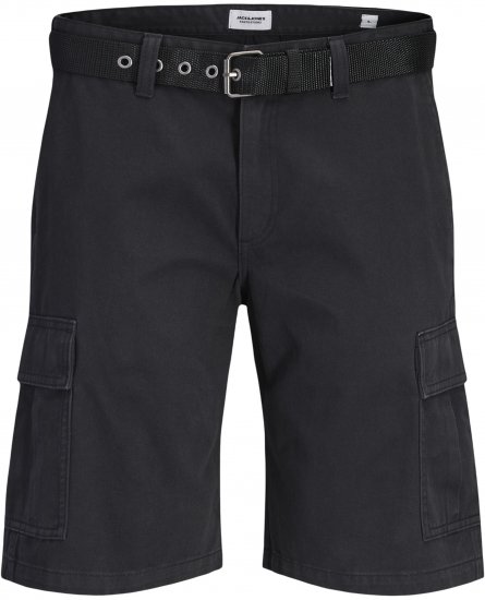 Jack & Jones Cole Hudson Belted Cargo Shorts Black - Shorts - Shorts hommes grande taille