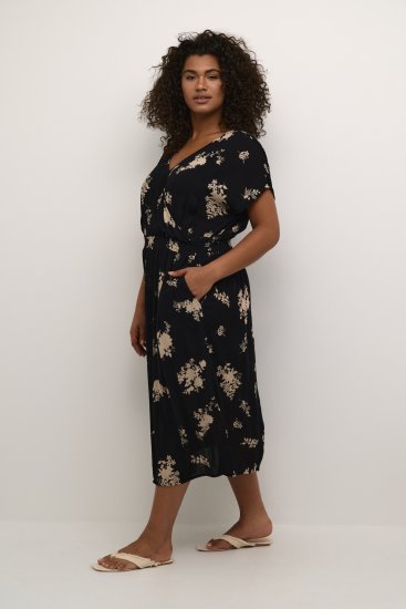 Kaffe Curve Jenna Robe Noir/Brown Flower imprimé - Robes - 
