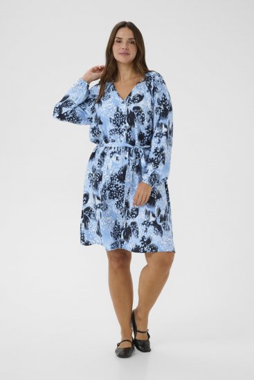 Kaffe Curve Aliana Dress Blue Flower Animal - Robes midi - 