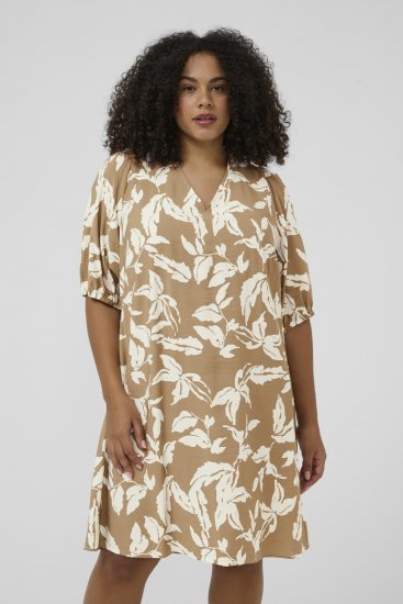 Kaffe Curve Marla Dress Oak Chalk Leaf - Robes midi - 