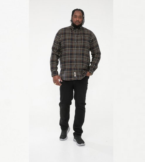 D555 Destin Checked Long Sleeve Shirt Black/Tan Check - Chemises à manches longues - 