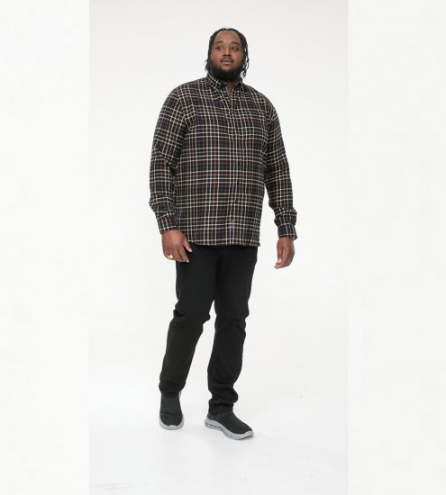 D555 Destin Checked Long Sleeve Shirt Black/Tan Check - Chemises à manches longues - 