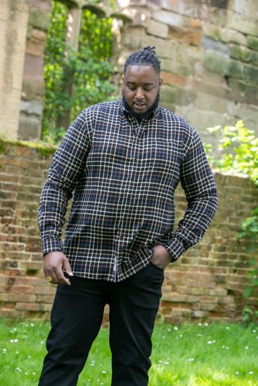 D555 Destin Checked Long Sleeve Shirt Black/Tan Check - Chemises à manches longues - 