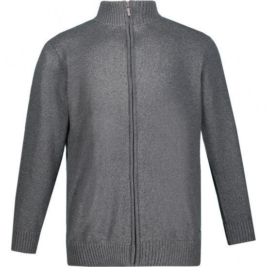 JP1880 Cardigan Knitted with Zipper Grey - Sweatshirts & Hoodies - Sweatshirts/Hoodies grande taille homme