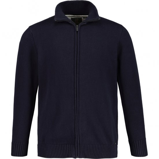 JP1880 Cardigan Knitted with Zipper Navy - Sweatshirts & Hoodies - Sweatshirts/Hoodies grande taille homme