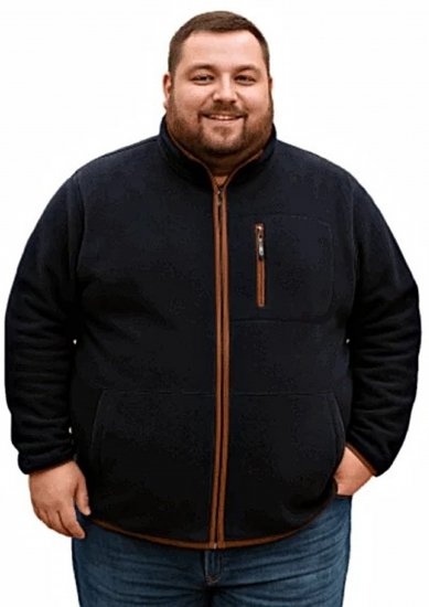 Espionage FL048 Microfleece Jacket Navy - Vestes - Vestes homme grandes tailles