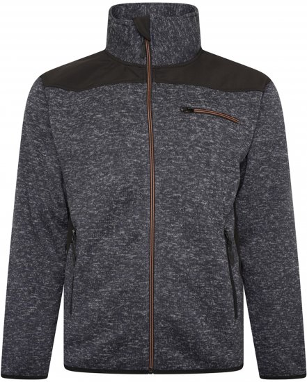 Kam jeans KV133 Twisted Marl Fleece Jacket Black - Vestes - Vestes homme grandes tailles
