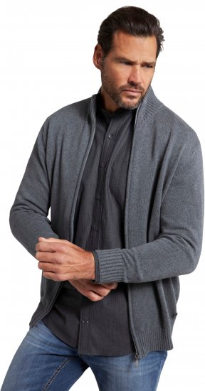 JP1880 Cardigan Knitted with Zipper Grey - Sweatshirts & hoodies - Sweatshirts/Hoodies grande taille homme