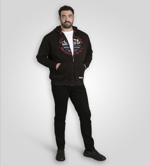 Duke Southampton Brooklyn Chest Print Full Zip Hoodie Black - Sweatshirts & hoodies - Sweatshirts/Hoodies grande taille homme