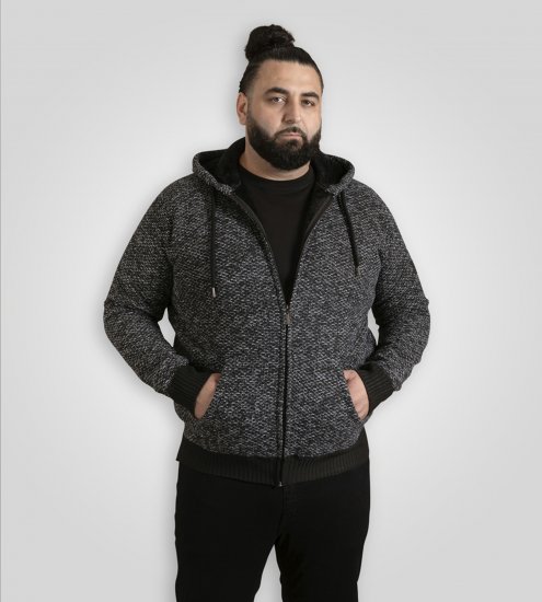 Duke Fareham Bonded Sherpa Lining Knitted Hoodie Grey - Sweatshirts & hoodies - Sweatshirts/Hoodies grande taille homme