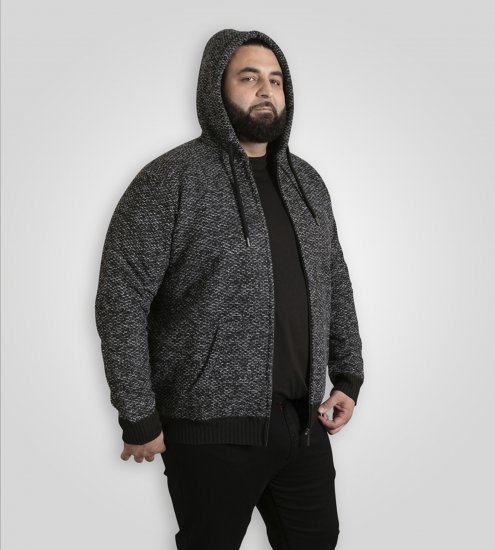 Duke Fareham Bonded Sherpa Lining Knitted Hoodie Grey - Sweatshirts & hoodies - Sweatshirts/Hoodies grande taille homme