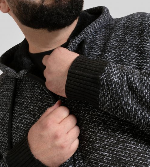 Duke Fareham Bonded Sherpa Lining Knitted Hoodie Grey - Sweatshirts & hoodies - Sweatshirts/Hoodies grande taille homme
