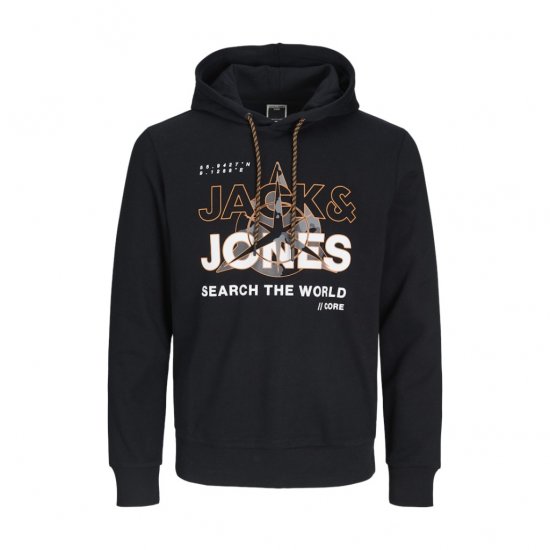Jack & Jones Hunt Hoodie Black - Sweatshirts & Hoodies - Sweatshirts/Hoodies grande taille homme