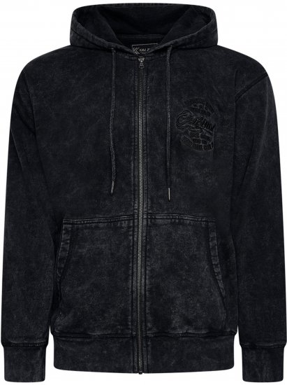 Kam Jeans 7082 Garment DYE with Zipper Hoodie Black - Sweatshirts & hoodies - Sweatshirts/Hoodies grande taille homme