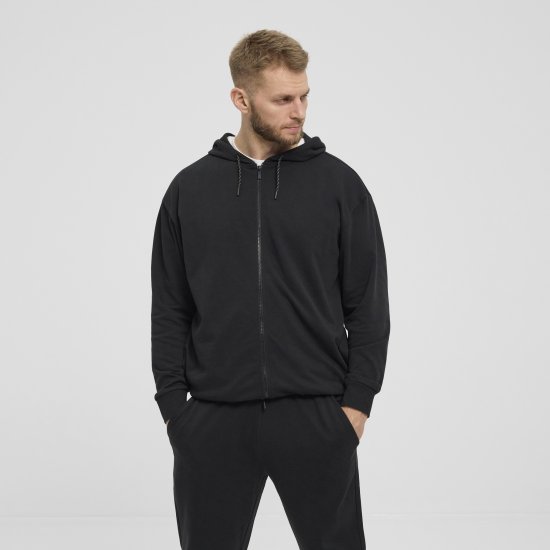 North Latitude Denim Hooded Full-Zip Sweatshirt Black TALL - TALL sweatshirts - 