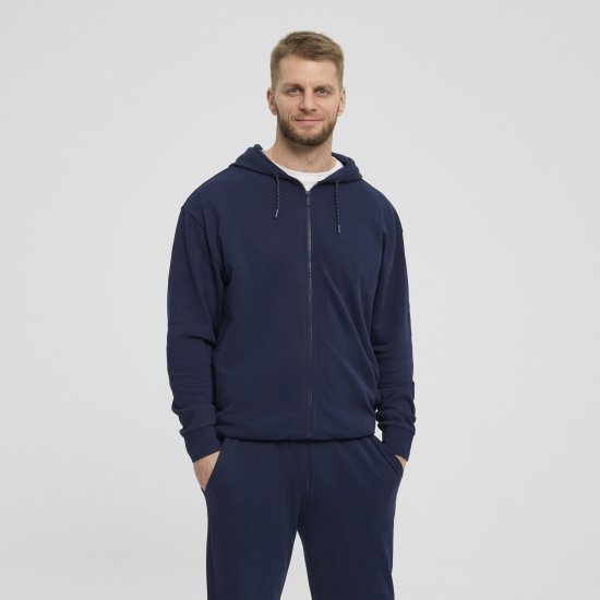 North Latitude Denim Hooded Full-Zip Sweatshirt Navy TALL - TALL sweatshirts - 