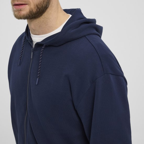 North Latitude Denim Hooded Full-Zip Sweatshirt Navy TALL - TALL sweatshirts - 