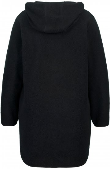 Ulla Popken Teddy Fleece Hooded Zip Neck Sweatshirt Black - Sweatshirts & hoodies - 
