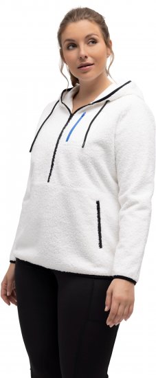 Ulla Popken Teddy Fleece Partial Zip Hoodie Snow White - Sweatshirts & hoodies - 