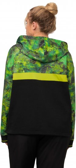 Ulla Popken Mineral Print Quick Dry Hoodie Black - Sweatshirts & hoodies - 