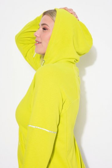 Ulla Popken Zippered Pocket and Reflective Piping Hoodie Green Apple - Sweatshirts & hoodies - Sweats, hoodies et mailles douillets