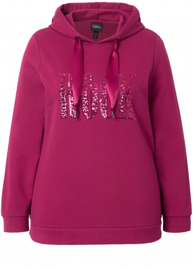 Ulla Popken Rock Sequined Hoodie Ruby - Sweatshirts & hoodies - 