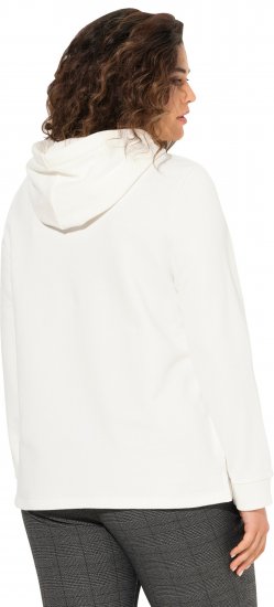 Ulla Popken Face Graphic Long Sleeve Hoodie Off-White - Sweatshirts & hoodies - 