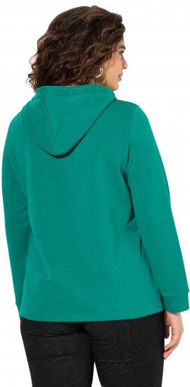 Ulla Popken Face Graphic Long Sleeve Hoodie Emerald Green - Sweatshirts & hoodies - 
