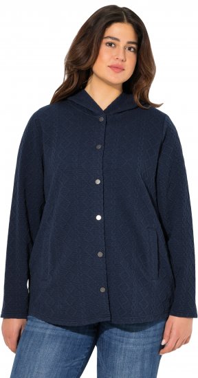 Ulla Popken Cable Knit Long Sleeve Hoodie Navy - Sweatshirts & hoodies - 