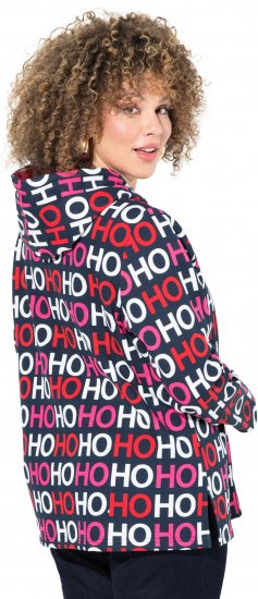 Ulla Popken Ho Ho Ho Lettering Hooded Sweatshirt Navy - Sweatshirts & hoodies - 