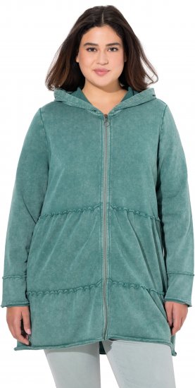 Ulla Popken Tiered Flounce Panel Zip Up Hoodie Green - Sweatshirts & hoodies - 