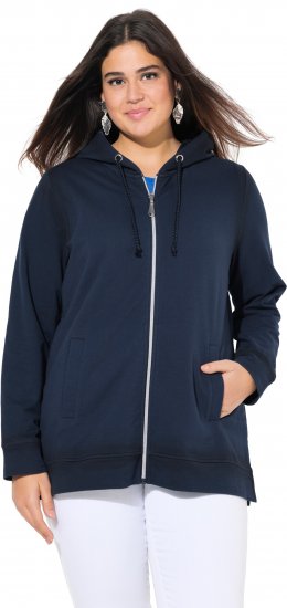 Ulla Popken Decorative Seam Zip-Up Hoodie Navy - Sweatshirts & hoodies - 
