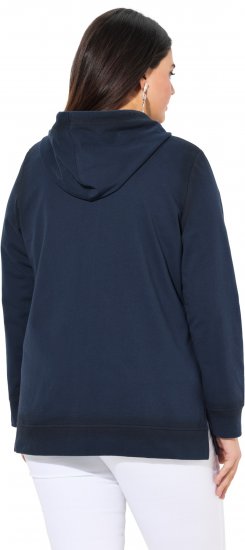 Ulla Popken Decorative Seam Zip-Up Hoodie Navy - Sweatshirts & hoodies - 