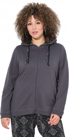 Ulla Popken Snake Detail Zip-Up Hoodie Graphite Grey - Sweatshirts & hoodies - 