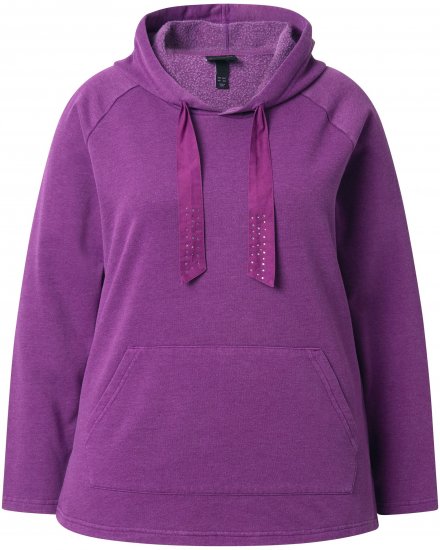 Ulla Popken Rhinestone Drawstring Moon Wash Hoodie Light Plum - Sweatshirts & hoodies - 