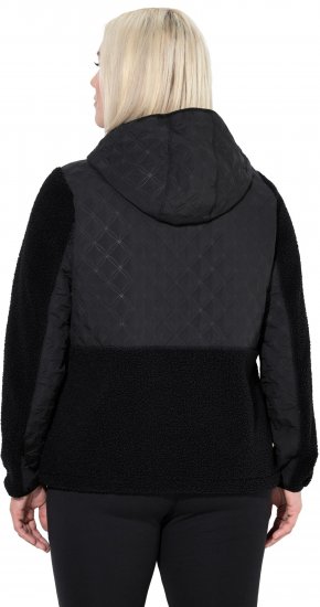 Ulla Popken Mixed Texture Hoodie Black - Sweatshirts & hoodies - 