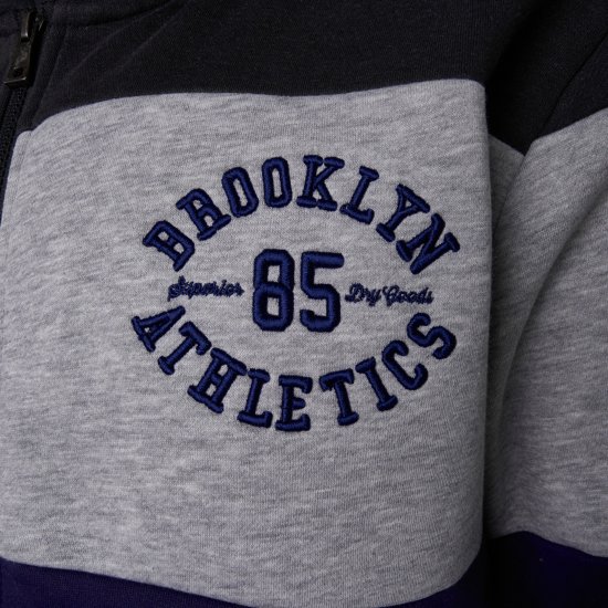 Kam Jeans 7083 Zip Thru Cut & Saw Brooklyn Hoodie Jet Black - Sweatshirts & hoodies - Sweatshirts/Hoodies grande taille homme