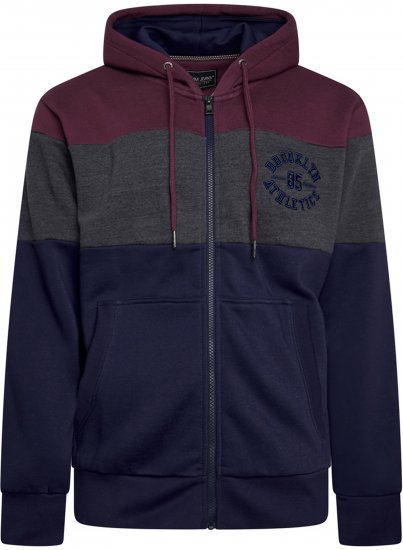 Kam Jeans 7083 Zip Thru Cut & Saw Brooklyn Hoodie Fig - Sweatshirts & hoodies - Sweatshirts/Hoodies grande taille homme