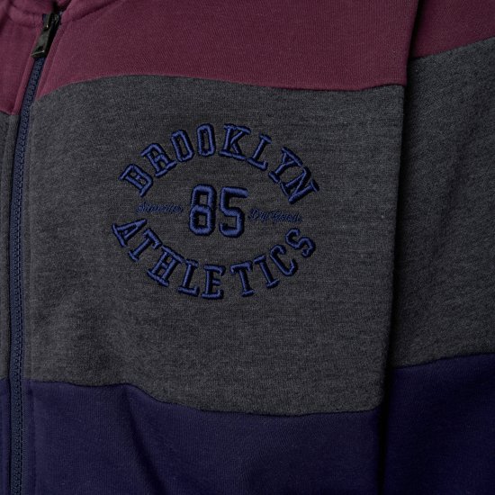 Kam Jeans 7083 Zip Thru Cut & Saw Brooklyn Hoodie Fig - Sweatshirts & hoodies - Sweatshirts/Hoodies grande taille homme